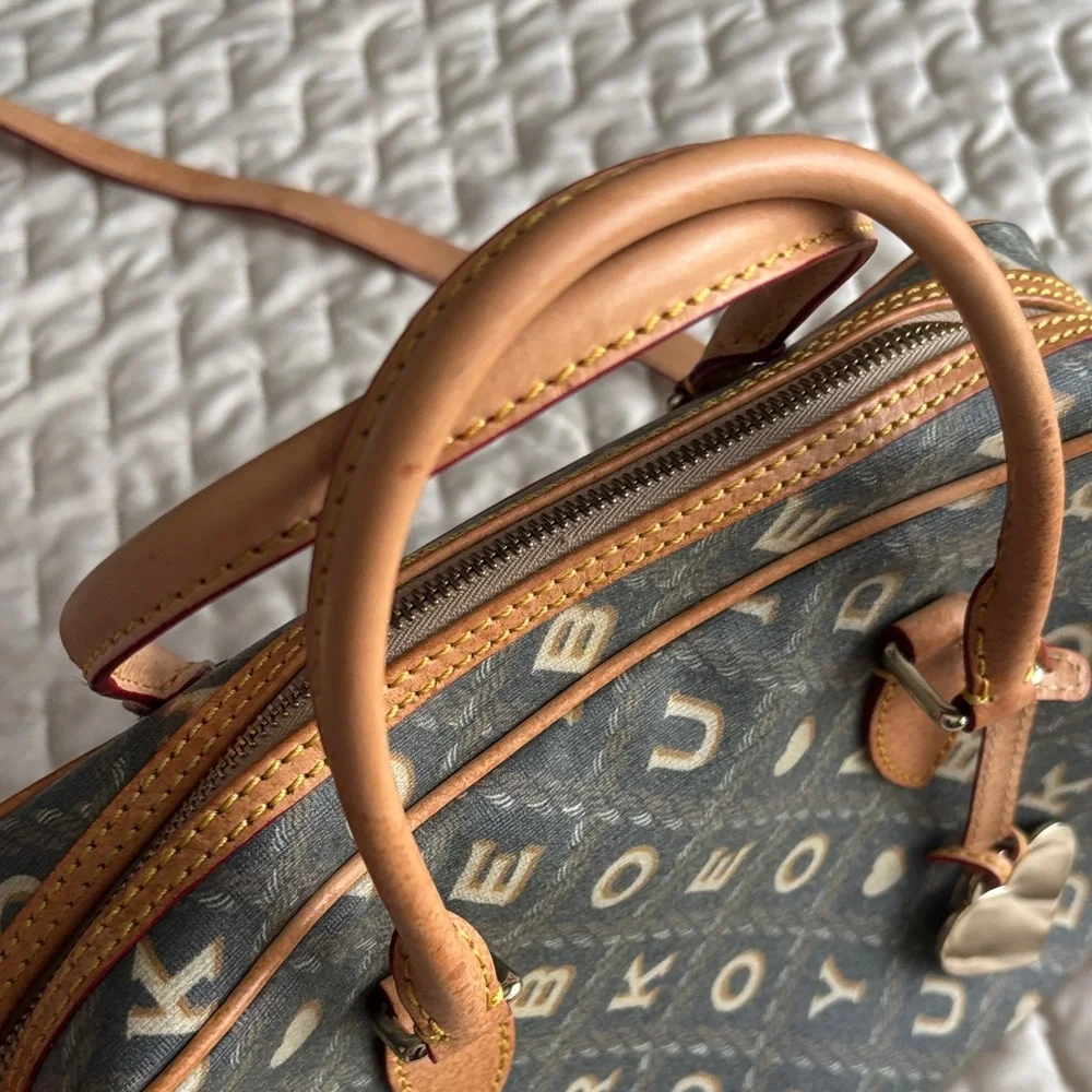 Dooney & Bourke Gray and Tan Logo Satchel